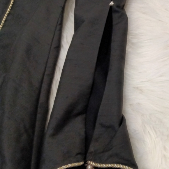 Vintage Couture Craig Signer Black Taffata Silk Gown with Gold Embellishments - Picture 11 of 12